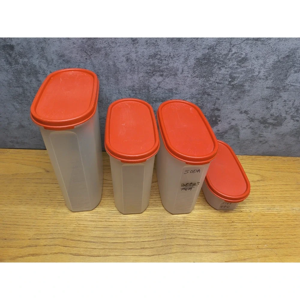 LOT‎ OF 4 VINTAGE TUPPERWARE RED LID